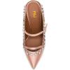 imageFSJ Women Fashion Pointy Toe Mules Sandals High Heels Pumps Double Straps Slide Sandals Casual Summer Outfit Shoes Size 415 M USPink Satin Studs