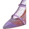 imageFSJ Women Fashion Pointy Toe Mules Sandals High Heels Pumps Double Straps Slide Sandals Casual Summer Outfit Shoes Size 415 M USPurple Mesh