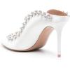 imageFSJ Women Fashion Pointy Toe Mules Sandals High Heels Pumps Double Straps Slide Sandals Casual Summer Outfit Shoes Size 415 M USWhite Studs