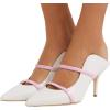 imageFSJ Women Fashion Pointy Toe Mules Sandals High Heels Pumps Double Straps Slide Sandals Casual Summer Outfit Shoes Size 415 M USWhite8cm