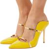 imageFSJ Women Fashion Pointy Toe Mules Sandals High Heels Pumps Double Straps Slide Sandals Casual Summer Outfit Shoes Size 415 M USYellow12 Cm