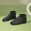 imageFSJ Women Peep Open Toe Boots Slouchy Low Block Heel Ankle Booties Flats Sandal Ruched Cutout Zipper Comfort Pump Shoes Size 415 USBlack