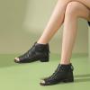 imageFSJ Women Peep Open Toe Boots Slouchy Low Block Heel Ankle Booties Flats Sandal Ruched Cutout Zipper Comfort Pump Shoes Size 415 USBlack