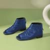 imageFSJ Women Peep Open Toe Boots Slouchy Low Block Heel Ankle Booties Flats Sandal Ruched Cutout Zipper Comfort Pump Shoes Size 415 USBlue