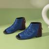 imageFSJ Women Peep Open Toe Boots Slouchy Low Block Heel Ankle Booties Flats Sandal Ruched Cutout Zipper Comfort Pump Shoes Size 415 USBluebrown
