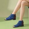 imageFSJ Women Peep Open Toe Boots Slouchy Low Block Heel Ankle Booties Flats Sandal Ruched Cutout Zipper Comfort Pump Shoes Size 415 USBluebrown