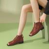 imageFSJ Women Peep Open Toe Boots Slouchy Low Block Heel Ankle Booties Flats Sandal Ruched Cutout Zipper Comfort Pump Shoes Size 415 USBrown