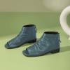 imageFSJ Women Peep Open Toe Boots Slouchy Low Block Heel Ankle Booties Flats Sandal Ruched Cutout Zipper Comfort Pump Shoes Size 415 USCyan