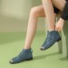 imageFSJ Women Peep Open Toe Boots Slouchy Low Block Heel Ankle Booties Flats Sandal Ruched Cutout Zipper Comfort Pump Shoes Size 415 USCyan