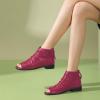 imageFSJ Women Peep Open Toe Boots Slouchy Low Block Heel Ankle Booties Flats Sandal Ruched Cutout Zipper Comfort Pump Shoes Size 415 USFuchsia