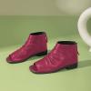 imageFSJ Women Peep Open Toe Boots Slouchy Low Block Heel Ankle Booties Flats Sandal Ruched Cutout Zipper Comfort Pump Shoes Size 415 USFuchsia