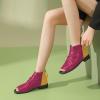 imageFSJ Women Peep Open Toe Boots Slouchy Low Block Heel Ankle Booties Flats Sandal Ruched Cutout Zipper Comfort Pump Shoes Size 415 USFuchsiayellow
