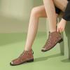 imageFSJ Women Peep Open Toe Boots Slouchy Low Block Heel Ankle Booties Flats Sandal Ruched Cutout Zipper Comfort Pump Shoes Size 415 USGeometry