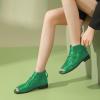 imageFSJ Women Peep Open Toe Boots Slouchy Low Block Heel Ankle Booties Flats Sandal Ruched Cutout Zipper Comfort Pump Shoes Size 415 USGreen