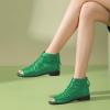imageFSJ Women Peep Open Toe Boots Slouchy Low Block Heel Ankle Booties Flats Sandal Ruched Cutout Zipper Comfort Pump Shoes Size 415 USGreen