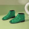 imageFSJ Women Peep Open Toe Boots Slouchy Low Block Heel Ankle Booties Flats Sandal Ruched Cutout Zipper Comfort Pump Shoes Size 415 USGreen