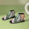 imageFSJ Women Peep Open Toe Boots Slouchy Low Block Heel Ankle Booties Flats Sandal Ruched Cutout Zipper Comfort Pump Shoes Size 415 USMarble