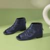 imageFSJ Women Peep Open Toe Boots Slouchy Low Block Heel Ankle Booties Flats Sandal Ruched Cutout Zipper Comfort Pump Shoes Size 415 USNavy