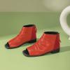 imageFSJ Women Peep Open Toe Boots Slouchy Low Block Heel Ankle Booties Flats Sandal Ruched Cutout Zipper Comfort Pump Shoes Size 415 USOrangered