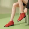 imageFSJ Women Peep Open Toe Boots Slouchy Low Block Heel Ankle Booties Flats Sandal Ruched Cutout Zipper Comfort Pump Shoes Size 415 USOrangered