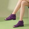 imageFSJ Women Peep Open Toe Boots Slouchy Low Block Heel Ankle Booties Flats Sandal Ruched Cutout Zipper Comfort Pump Shoes Size 415 USPurple