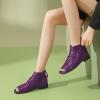 imageFSJ Women Peep Open Toe Boots Slouchy Low Block Heel Ankle Booties Flats Sandal Ruched Cutout Zipper Comfort Pump Shoes Size 415 USPurple