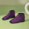 imageFSJ Women Peep Open Toe Boots Slouchy Low Block Heel Ankle Booties Flats Sandal Ruched Cutout Zipper Comfort Pump Shoes Size 415 USPurple