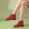 imageFSJ Women Peep Open Toe Boots Slouchy Low Block Heel Ankle Booties Flats Sandal Ruched Cutout Zipper Comfort Pump Shoes Size 415 USRed