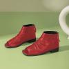 imageFSJ Women Peep Open Toe Boots Slouchy Low Block Heel Ankle Booties Flats Sandal Ruched Cutout Zipper Comfort Pump Shoes Size 415 USRed