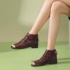 imageFSJ Women Peep Open Toe Boots Slouchy Low Block Heel Ankle Booties Flats Sandal Ruched Cutout Zipper Comfort Pump Shoes Size 415 USSaddlebrown