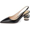 imageFSJ Women Pointed Toe Slingback Wedding Pumps Chunky Low Heel Rhinestone Sandals Crystal Heeled Dress Shoes Size 415 M USBlack Matte