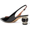 imageFSJ Women Pointed Toe Slingback Wedding Pumps Chunky Low Heel Rhinestone Sandals Crystal Heeled Dress Shoes Size 415 M USBlack Patent
