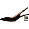 imageFSJ Women Pointed Toe Slingback Wedding Pumps Chunky Low Heel Rhinestone Sandals Crystal Heeled Dress Shoes Size 415 M USBlacksuede