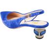 imageFSJ Women Pointed Toe Slingback Wedding Pumps Chunky Low Heel Rhinestone Sandals Crystal Heeled Dress Shoes Size 415 M USBlue Velvet