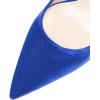imageFSJ Women Pointed Toe Slingback Wedding Pumps Chunky Low Heel Rhinestone Sandals Crystal Heeled Dress Shoes Size 415 M USBlue Velvet