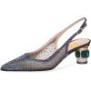 imageFSJ Women Pointed Toe Slingback Wedding Pumps Chunky Low Heel Rhinestone Sandals Crystal Heeled Dress Shoes Size 415 M USDark Purple