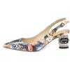 imageFSJ Women Pointed Toe Slingback Wedding Pumps Chunky Low Heel Rhinestone Sandals Crystal Heeled Dress Shoes Size 415 M USFlower