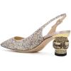 imageFSJ Women Pointed Toe Slingback Wedding Pumps Chunky Low Heel Rhinestone Sandals Crystal Heeled Dress Shoes Size 415 M USGold Multi Glitter