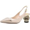 imageFSJ Women Pointed Toe Slingback Wedding Pumps Chunky Low Heel Rhinestone Sandals Crystal Heeled Dress Shoes Size 415 M USGold Sparkly