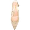 imageFSJ Women Pointed Toe Slingback Wedding Pumps Chunky Low Heel Rhinestone Sandals Crystal Heeled Dress Shoes Size 415 M USGold Studded