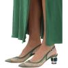 imageFSJ Women Pointed Toe Slingback Wedding Pumps Chunky Low Heel Rhinestone Sandals Crystal Heeled Dress Shoes Size 415 M USGreen