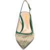 imageFSJ Women Pointed Toe Slingback Wedding Pumps Chunky Low Heel Rhinestone Sandals Crystal Heeled Dress Shoes Size 415 M USGreen