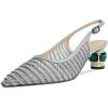 imageFSJ Women Pointed Toe Slingback Wedding Pumps Chunky Low Heel Rhinestone Sandals Crystal Heeled Dress Shoes Size 415 M USGrey