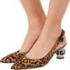 imageFSJ Women Pointed Toe Slingback Wedding Pumps Chunky Low Heel Rhinestone Sandals Crystal Heeled Dress Shoes Size 415 M USLeopard