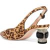 imageFSJ Women Pointed Toe Slingback Wedding Pumps Chunky Low Heel Rhinestone Sandals Crystal Heeled Dress Shoes Size 415 M USLeopard