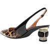 imageFSJ Women Pointed Toe Slingback Wedding Pumps Chunky Low Heel Rhinestone Sandals Crystal Heeled Dress Shoes Size 415 M USLeopard Black