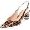 imageFSJ Women Pointed Toe Slingback Wedding Pumps Chunky Low Heel Rhinestone Sandals Crystal Heeled Dress Shoes Size 415 M USLeopartpatent