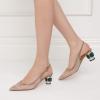 imageFSJ Women Pointed Toe Slingback Wedding Pumps Chunky Low Heel Rhinestone Sandals Crystal Heeled Dress Shoes Size 415 M USNude Pink
