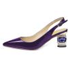 imageFSJ Women Pointed Toe Slingback Wedding Pumps Chunky Low Heel Rhinestone Sandals Crystal Heeled Dress Shoes Size 415 M USPurple Mirror
