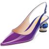 imageFSJ Women Pointed Toe Slingback Wedding Pumps Chunky Low Heel Rhinestone Sandals Crystal Heeled Dress Shoes Size 415 M USPurplegradient